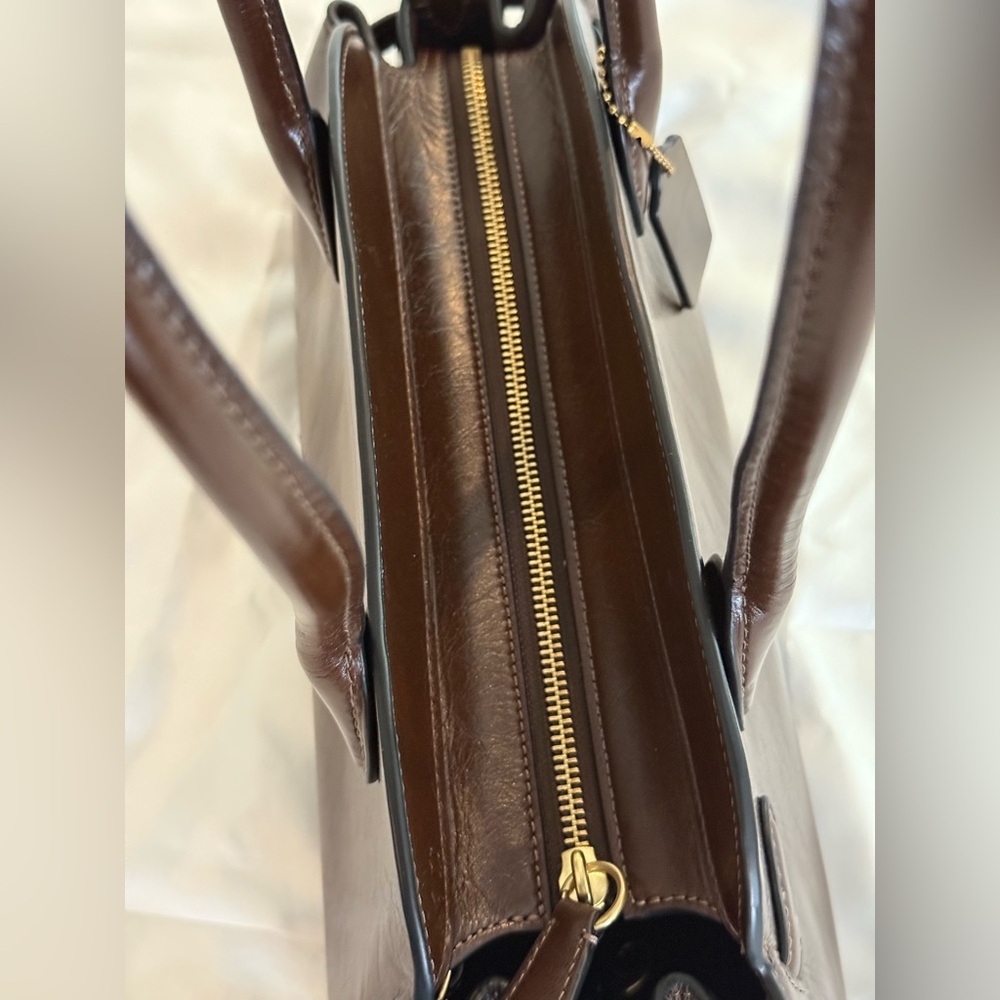 Coach Empire Carryall Bag 34 Glazed Leather Brass/Maple - Picture 6 of 16